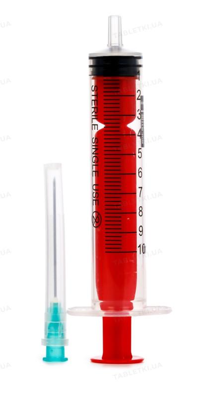 Шприц ін'єкційний 3-х компонентний одноразовий стерильний "МОЯ АПТЕЧКА" 10 мл Luer Slip з голкою, 21G (0.8*40 мм)